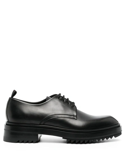 Lanvin Alto Leather Derby Shoes In Black