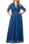 Kiyonna Maria Lace Evening Gown In Nocturnal Navy