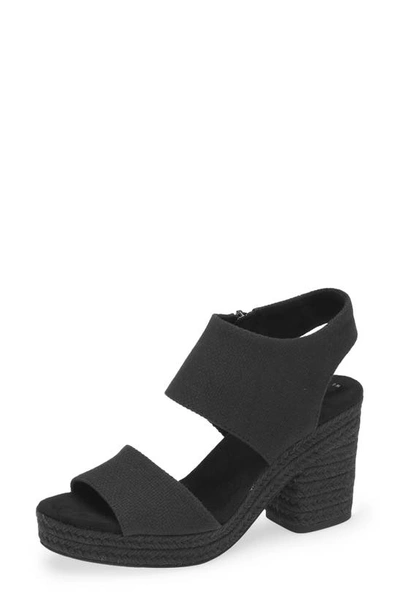 Toms Majorca Platform Sandal In Black Basket Weave