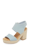 Toms Majorca Platform Sandal In Pastel Blue Washed Denim Weave