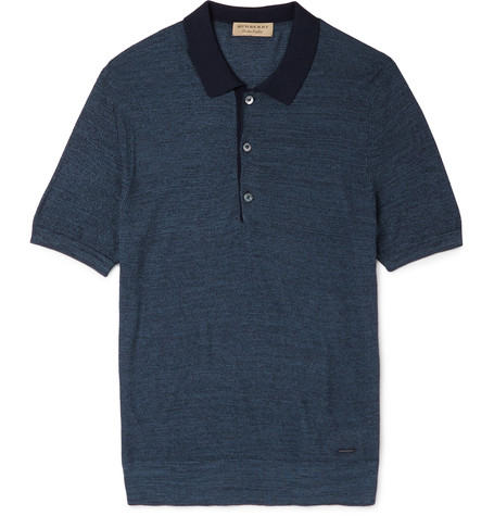 Burberry London Slim-fit Silk And Cotton-blend Piqué Polo Shirt | ModeSens