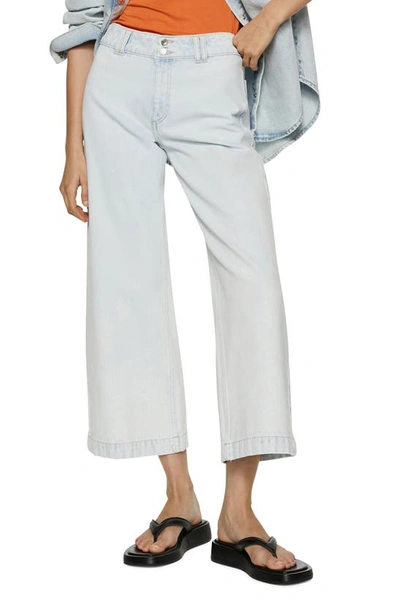 Mango Nonstretch Culotte Jeans In Bleach Blue