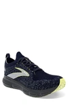 Brooks Glycerin Stealthfit 20 Running Shoe In Blue/ebony/lime