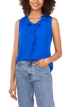Vince Camuto Ruffle Neck Sleeveless Georgette Blouse In Blue