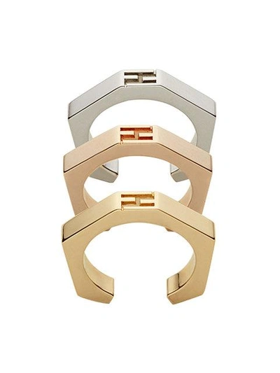 Fendi Set Of Three Baguette Rings In F01dp
