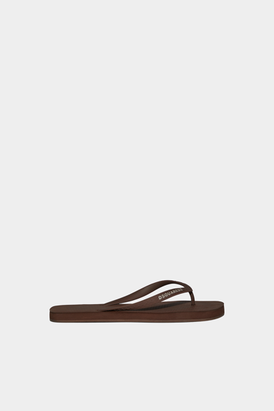 Dsquared2 Brown Flip Flops With Logo