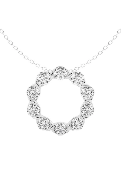 Badgley Mischka 14k White Gold Lab Grown Diamond Circle Pendant Necklace