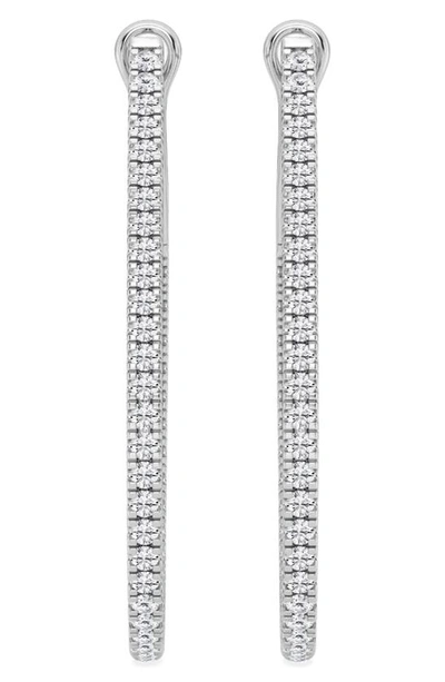 Badgley Mischka White Gold Lab Created Diamond Hoop Earrings In White Gold