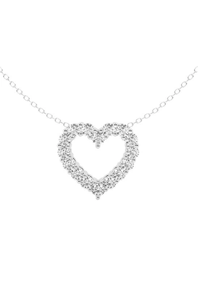Badgley Mischka White Gold Lab Created Diamond Heart Pendant Necklace In White Gold