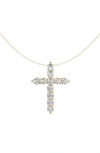 Badgley Mischka 14k Yellow Gold Lab Grown Diamond Cross Pendant Necklace