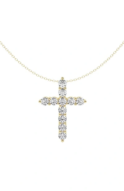 Badgley Mischka 14k Yellow Gold Lab Grown Diamond Cross Pendant Necklace In Yellow Gold