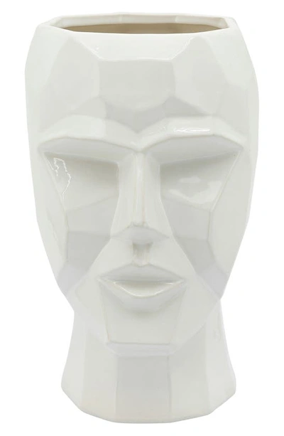 R16 Home Ceramic Face Vase In White