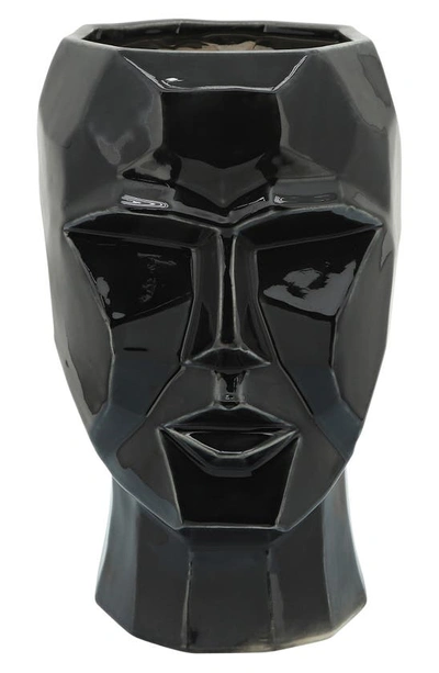 R16 Home Ceramic Face Vase In Black