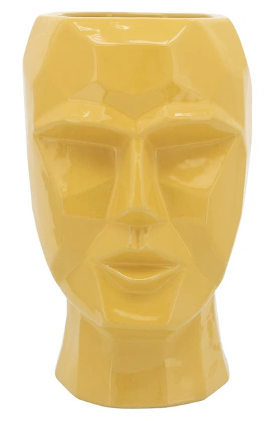 R16 Home Ceramic Face Vase In Yellow