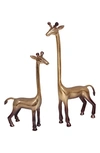 R16 Home Diagle Set Of 2 Giraffe Statues In Gold/ Bronze