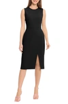 Maggy London Sleeveless Wrap Knee Length Dress In Black