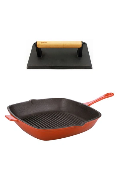 Berghoff Neo Cast Iron Grill 2-piece Set In Orange