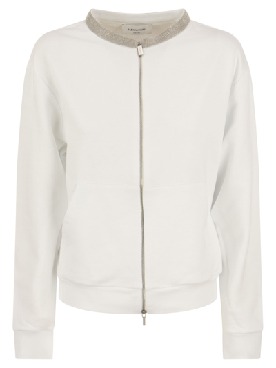 Fabiana Filippi Sweatshirt With Zip And Necklace In White