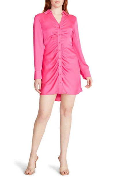 Bb Dakota By Steve Madden Let's Disco Long Sleeve Mini Shirtdress In Pink Glow
