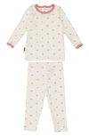 Maniere Babies' Sun Print Stretch Cotton Top & Leggings In White/ Mauve