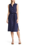 Tommy Bahama Tommy Bahaha Two Palms Linen Shirtdress In Ocean Deep