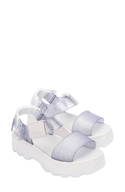 Melissa Kick Off Platform Sandal In White/ Glitter