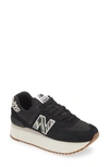 New Balance 574+ Platform Sneaker In Black/ Moonbeam