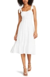 Steve Madden Sophia Rose Tie Strap Midi Sundress In White