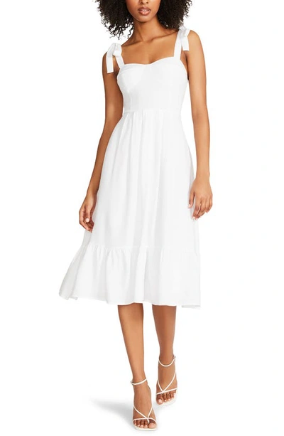 Steve Madden Sophia Rose Tie Strap Midi Sundress In Optic White