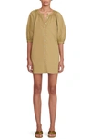 Staud Vincent Stretch Cotton Shirtdress In Khaki