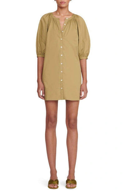 Staud Vincent Stretch Cotton Shirtdress In Khaki