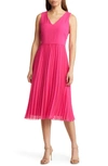 Sam Edelman Pleated Skirt Sleeveless Dress In Fuchsia