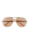 Aire Cosmos 58mm Aviator Sunglasses In Gold / Tan Tint