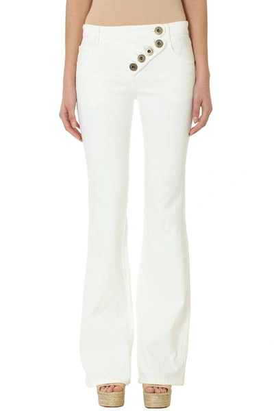Chloé White Asymmetrical Button Jeans In White