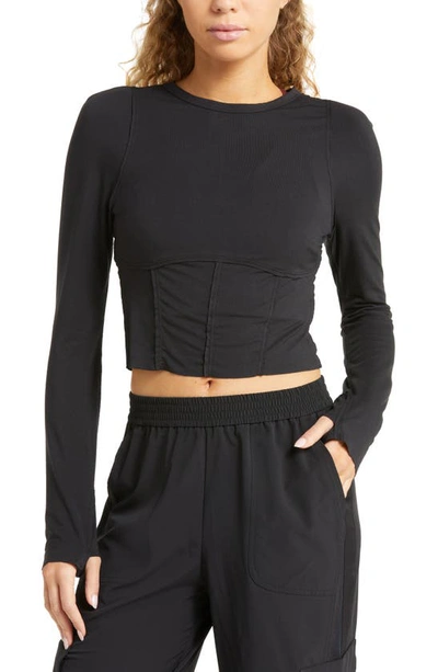 Zella Streamline Seamed Crop Top In Black