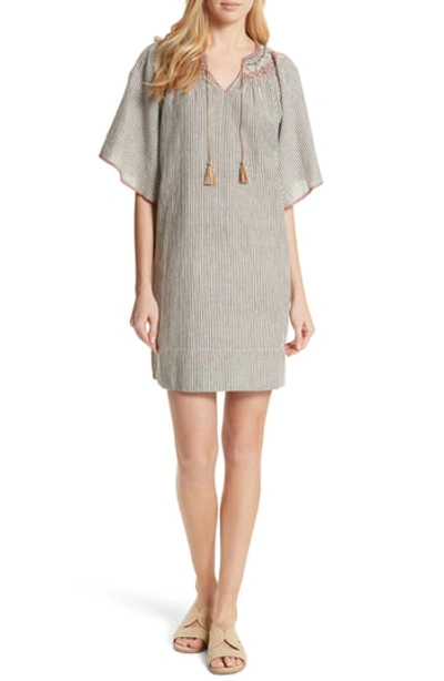 The Great The Butterfly Striped Cotton-linen Smock Dress In Rail Stripe