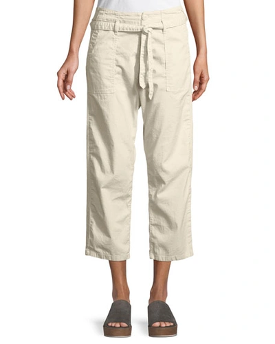 The Great The Convertible Cotton Crop Trousers In Off White