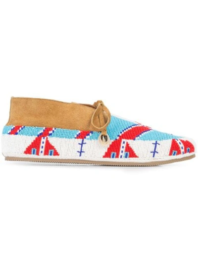 Figue Wolf Beaded Flat Moccasin In Multicolour