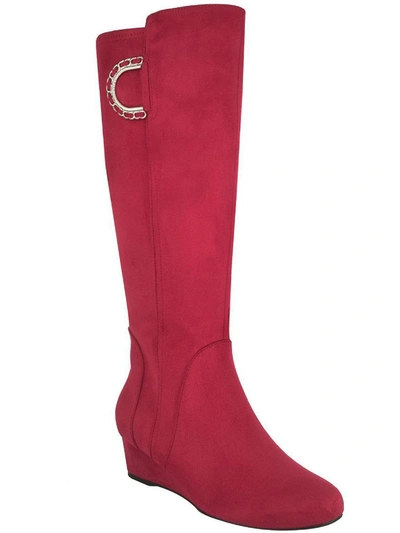 Impo Gurtha Womens Microsuede Wide Calf Knee-high Boots In Scarlet Red