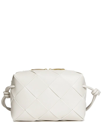 Tiffany & Fred Woven Leather Top Handle Crossbody In White