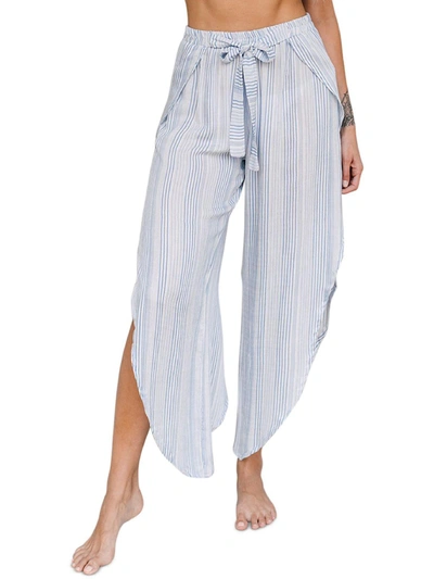 J Valdi Womens Lightweight Split Crop Wide Leg Pants In Multi
