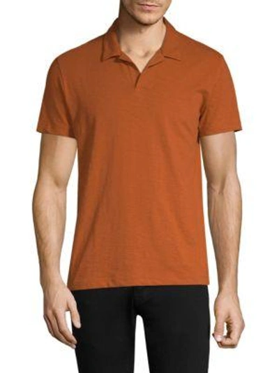 Theory Short-sleeve Cotton Polo In Marigold