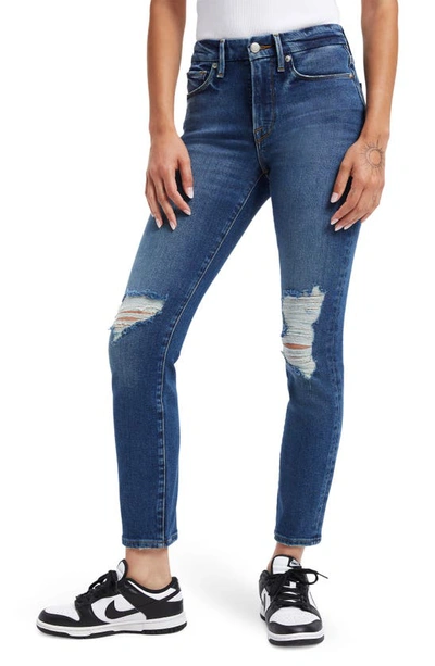 Good American Good Legs Ripped High Waist Cigarette Jeans In Indigo228