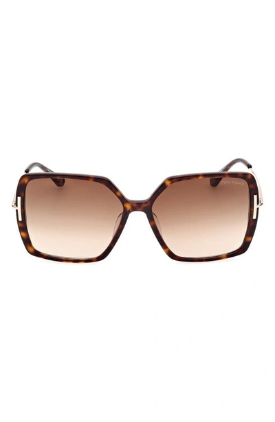 Tom Ford Joanna 59mm Gradient Polarized Butterfly Sunglasses In Brown
