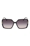 Tom Ford Joanna 59mm Gradient Polarized Butterfly Sunglasses In Shiny Black