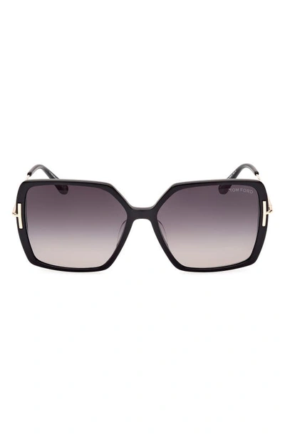 Tom Ford Joanna 59mm Gradient Polarized Butterfly Sunglasses In Black/gray Gradient