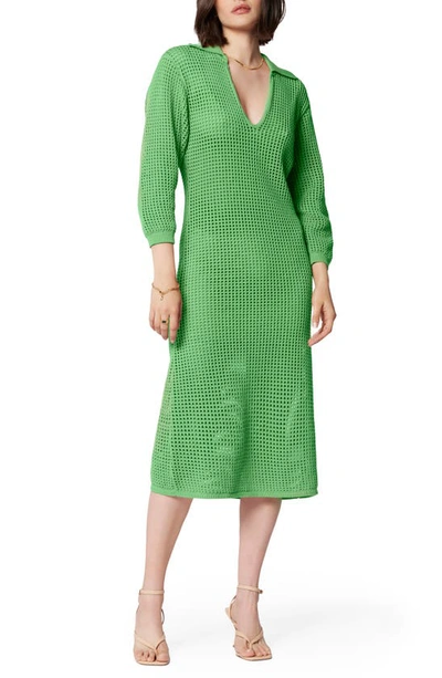 Equipment Remy Open Stitch Cotton Dress In Green