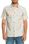 Quiksilver Surfadelica Floral Short Sleeve Hemp & Cotton Button-up Shirt In Birch
