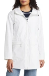 Sam Edelman Patch Pocket Hooded Water Repellent Rain Jacket In White