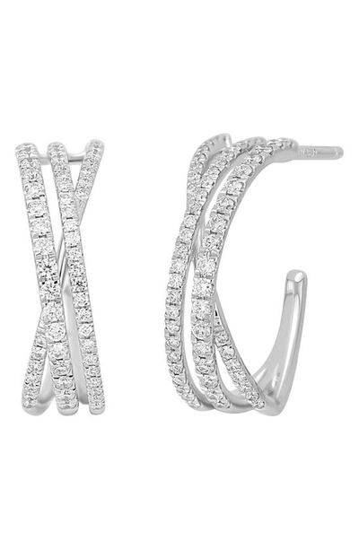 Bony Levy Prism Crossover Hoop Earrings In 18k White Gold